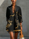 Abstract Print Contrast Trim Mini Dress