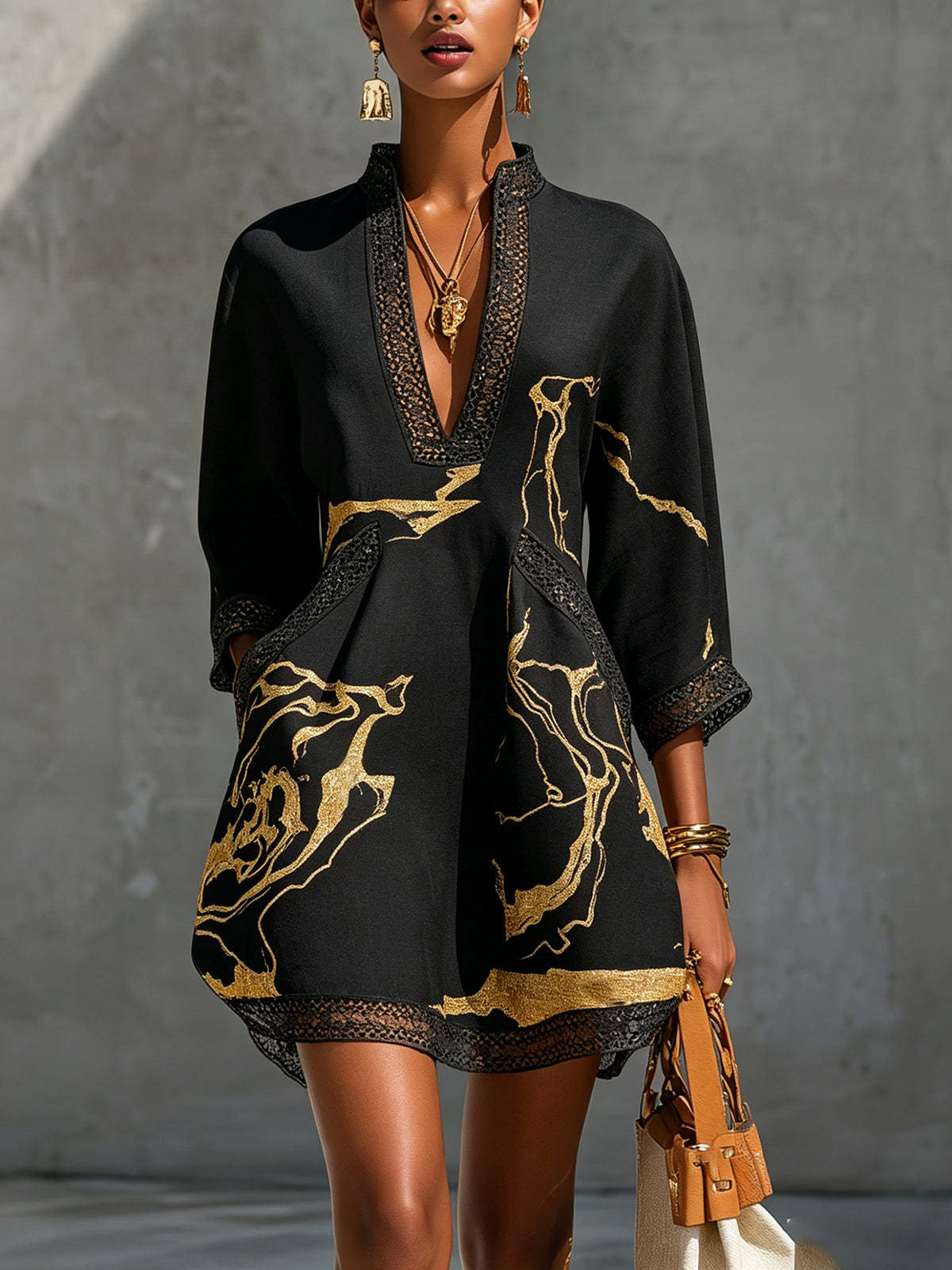Five Ways to Style the Abstract Print Contrast Trim Mini Dress