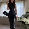 Elegant Sleeveless Leather Bodycon Maxi Dress: Tough-Luxe Minimalism at Its Finest