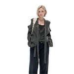 Off-Shoulder Loop V-Neck Cardigan