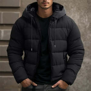 Men's Classic Cotton Zip-Up Hooded Jacket