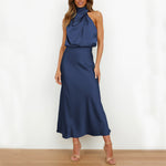 Sleek Sleeveless Summer Midi Dress -lue