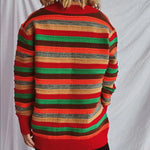 Contrast Stripes Button Up Long Sleeve Cardiganrunwayfashonista.com