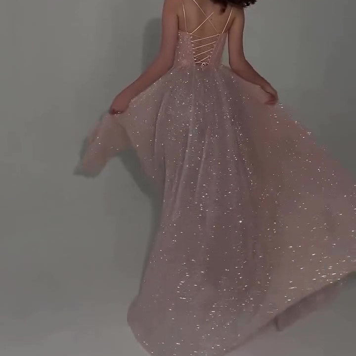 Sequined Backless Evening Maxi Dress