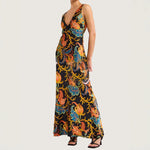 Floral Backless Flared Midi Statement
