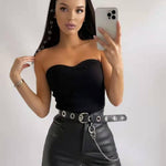Sexy and Simple External Wearing One Line Top - runwayfashionista.com