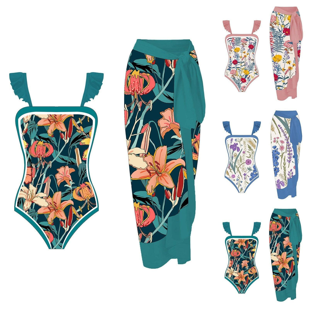 Vintage Sexy Two-Piece Swimsuit Skirt Set - runwayfashionista.com