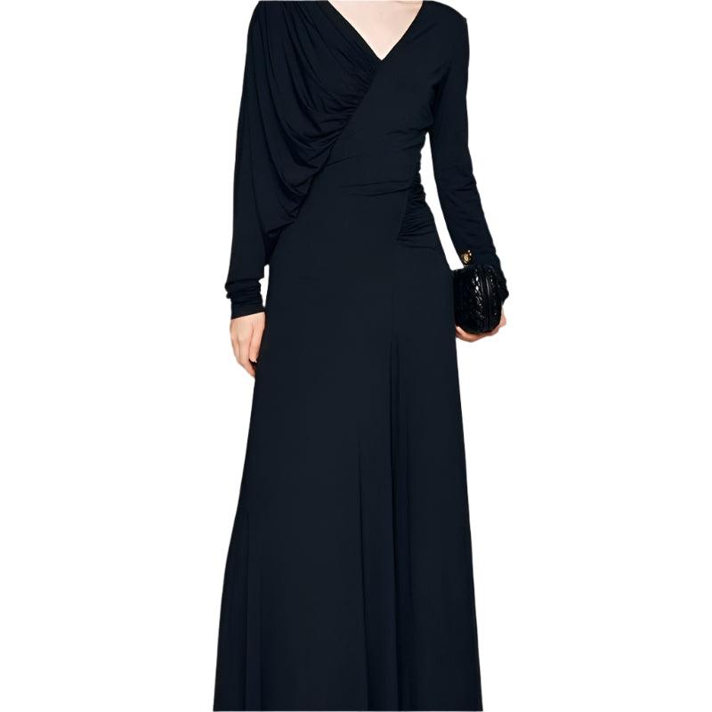 Asymmetric V-neck Design Dress