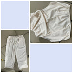Casual Sleeveless Midriff-baring Top And Wide Leg Pants 2pcs Set - white