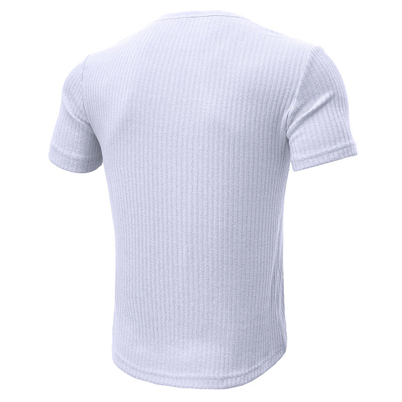 V-neck Button T-shirt - white