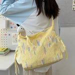 Contrast Texture Shoulder Bag - Runwayfashionista.com