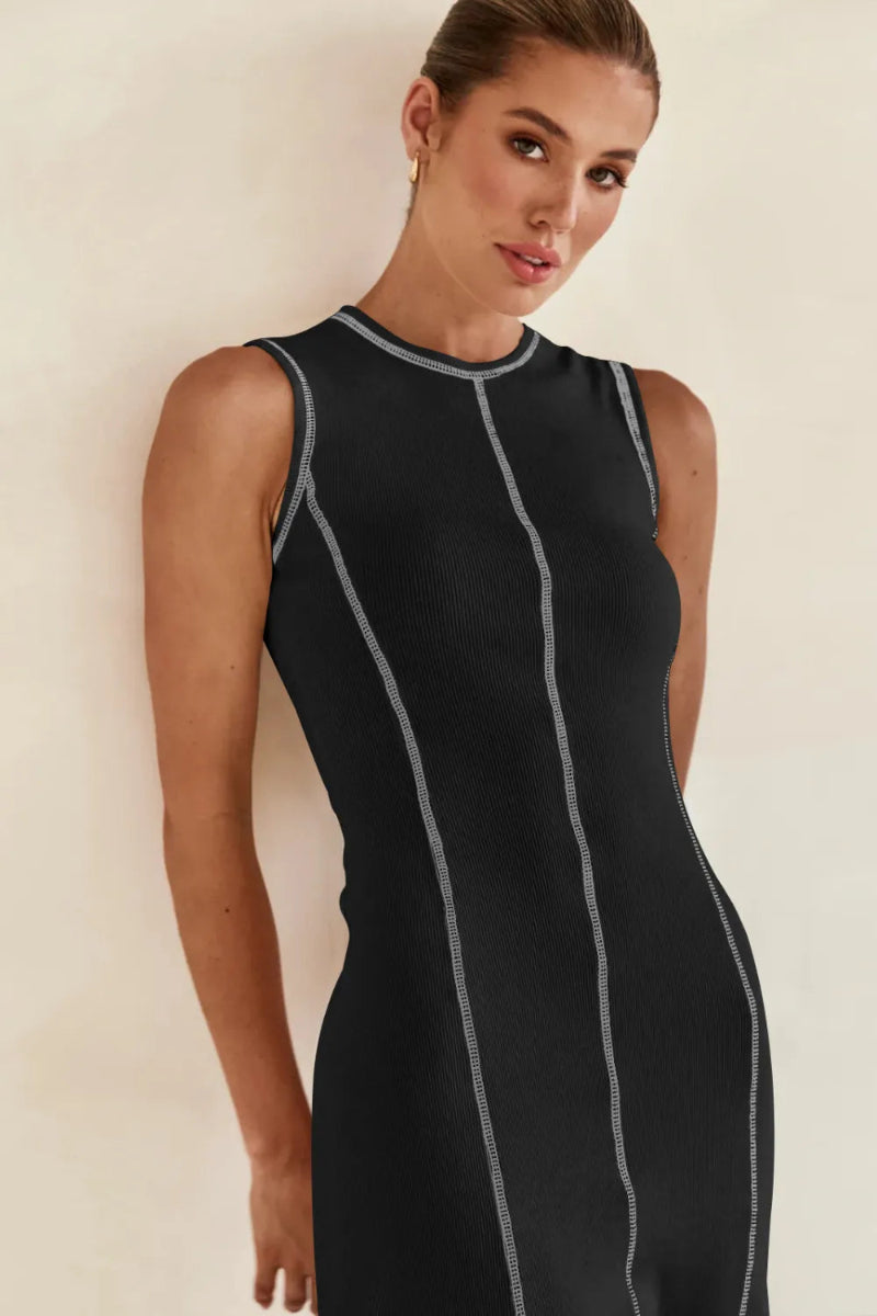 Contrast Stitching Maxi Tank Dress