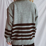 Striped Dropped Shoulder Long Sleeve Sweater - runwayfashionista.com