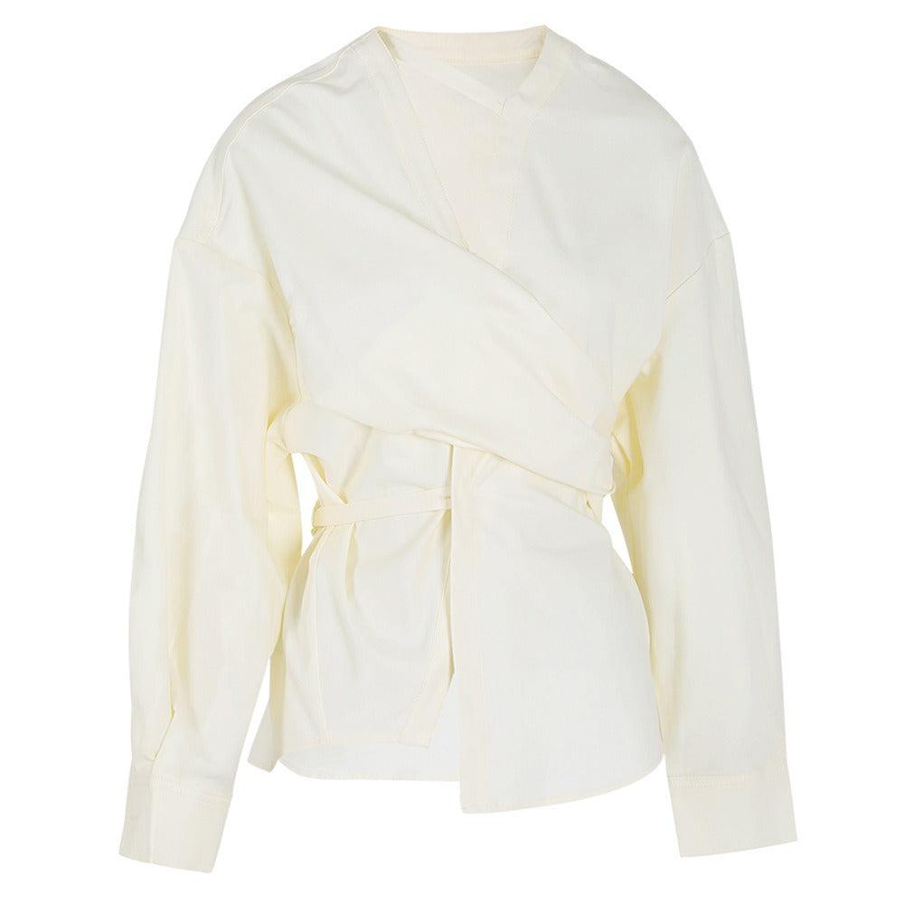 Cross Tie Waist Cinched Shirt