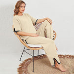 Knitted Sweater Wide Leg Pants Set - runwayfashionista.com
