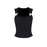 The Romantic Revival: Y2K Streetwear Strapless Camisole Top - black