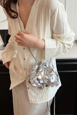Drawstring Sequin Crossbody Bag - rnwayfashionista.com