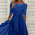 Elevate Your Presence: The Elegant Chiffon Lace Hollow-Out Maxi Dress