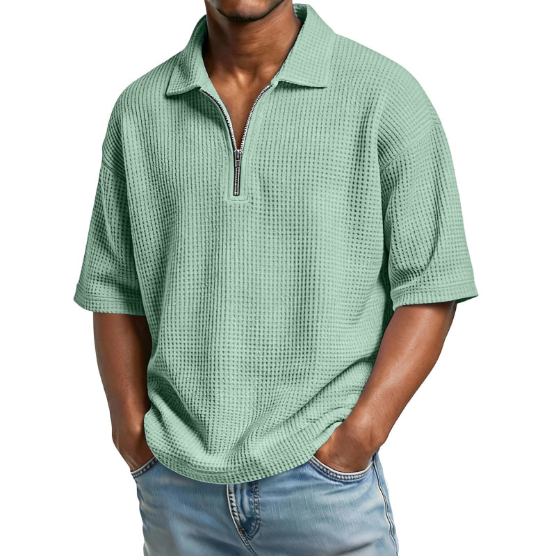 Waffle-Weave Short-Sleeved Shirts - runwayfashionista.com
