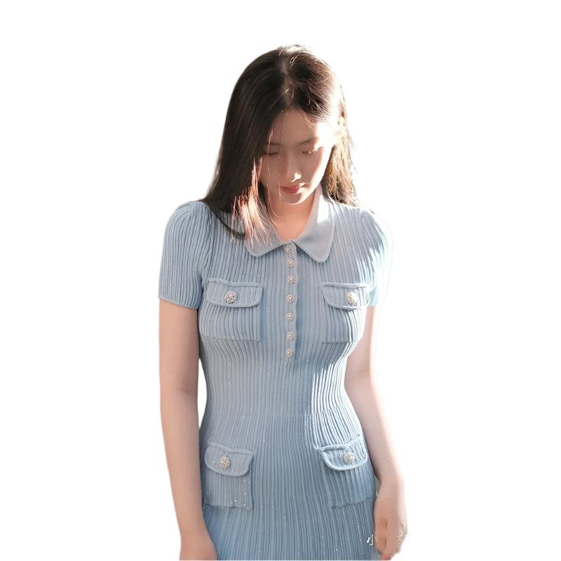 Button Label Short Sleeved Dress