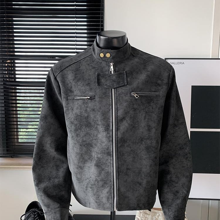 Gemini saidUrban Edge: The Essential Stand-Collar Moto Jacket - black
