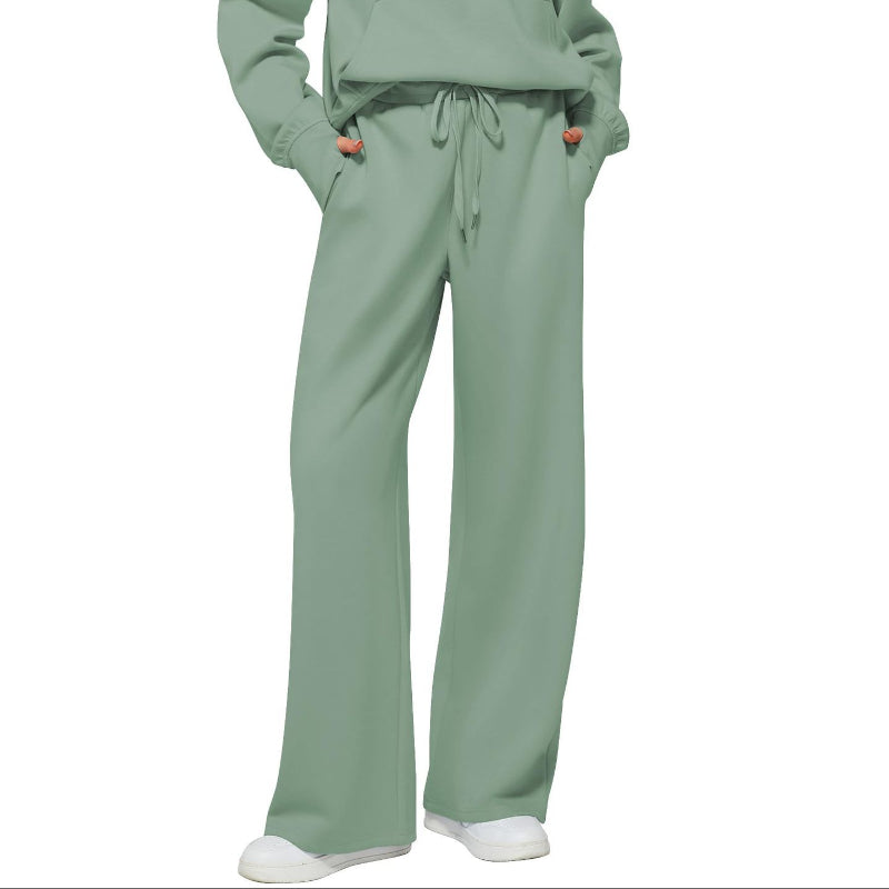 Half Zip Long Sleeve Sweatshirt And Wide Leg Pants Set