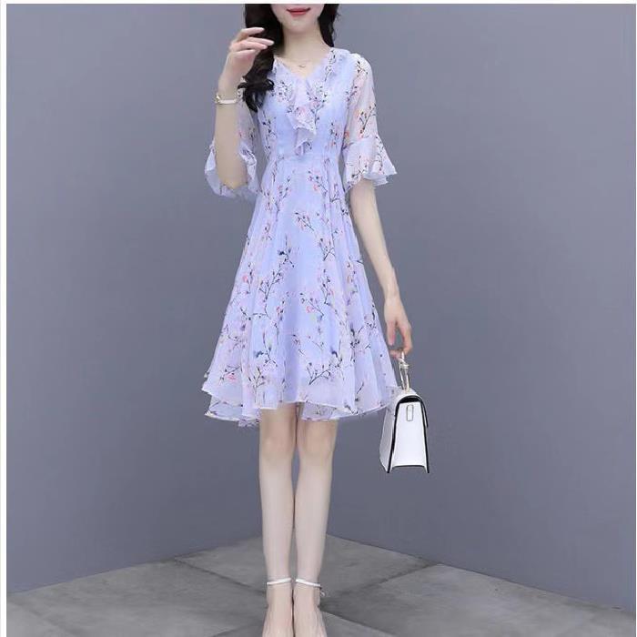 Flared Sleeve Floral Dress