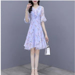 Flared Sleeve Floral Dress