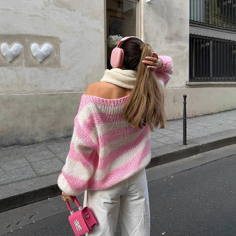 Loose Striped Pullover Sweater