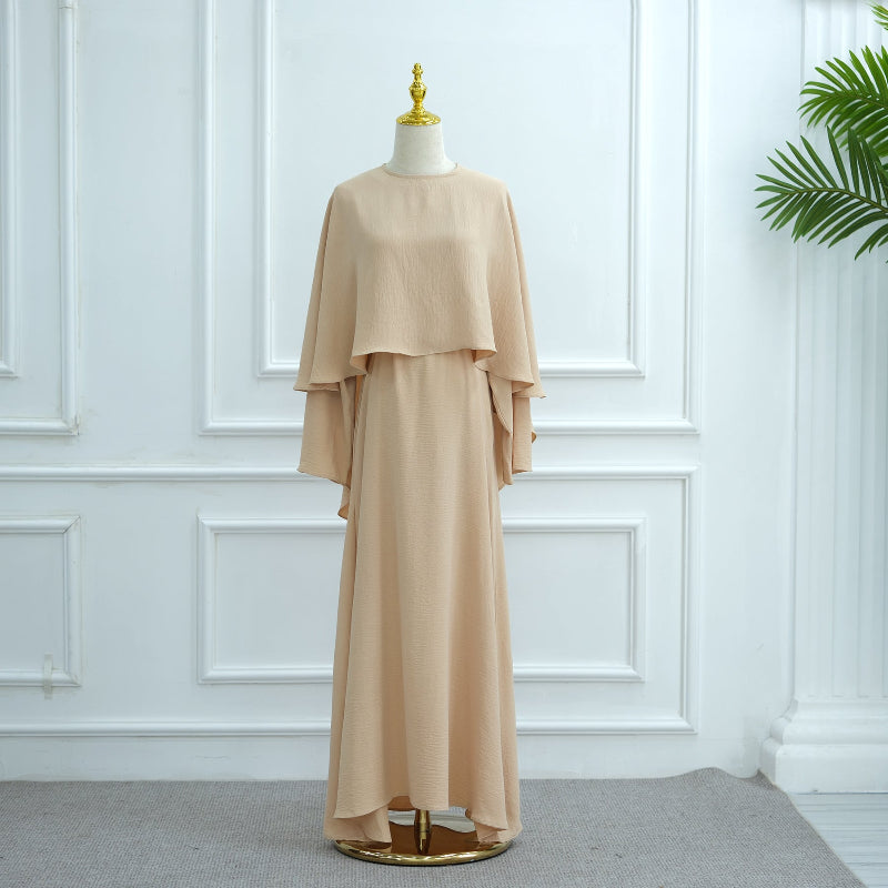 Elegant Fitted Waist Long Robe Cape Two-Piece Set