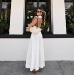 White Cotton Sleeveless Halter Maxi Dress
