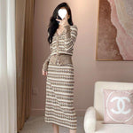 Single buckle Shirt+Pencil Skirt Two Pieces Set - runwayfashionista.com