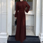 The A-Line Sculptor: Half Collar Midi in Burgundy