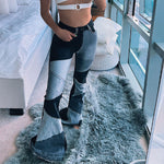 Fashionable Wide-Leg Patchwork Jeans - High-Waisted Denim - runwayfashionista.com
