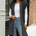 Pocketed Open Front Cap Sleeve Cardigan - runwayfashionista.com
