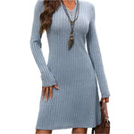 Notched long sleeve mini dress - runwayfashionista.com