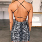 The Ultimate Statement: Backless Snake Print Bodycon Mini Dress