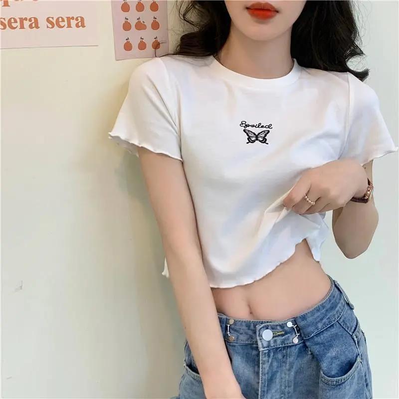Chic Cartoon Slim Fit Short Sleeve Top - White