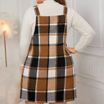 Edgy Plus Size Plaid Overall Mini Dress