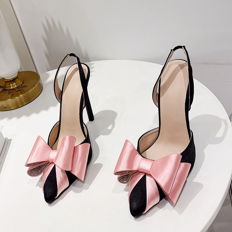Skyline Elegance: The Silk & Satin Pointed Slim High Heels
