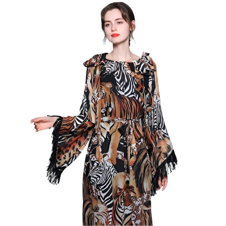 Folk Print Tassel Loose Maxi Dresses