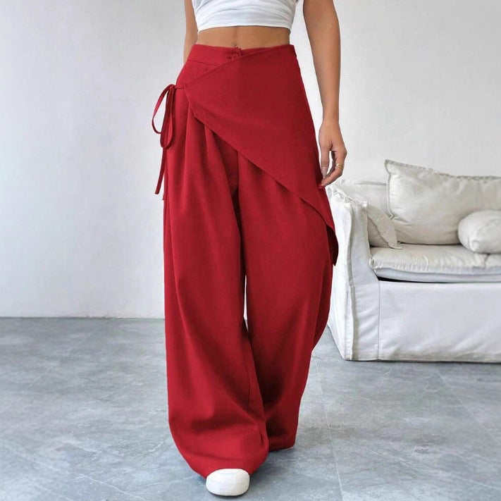 Casual Wide-leg Straight Pants - red