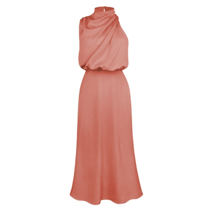Sleek Sleeveless Summer Midi Dress - coral