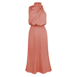 Sleek Sleeveless Summer Midi Dress - coral