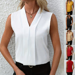 V-Neck Sleeveless Shirt - white