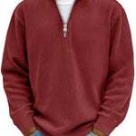 Corduroy Zipper Stand Collar Sweatshirt