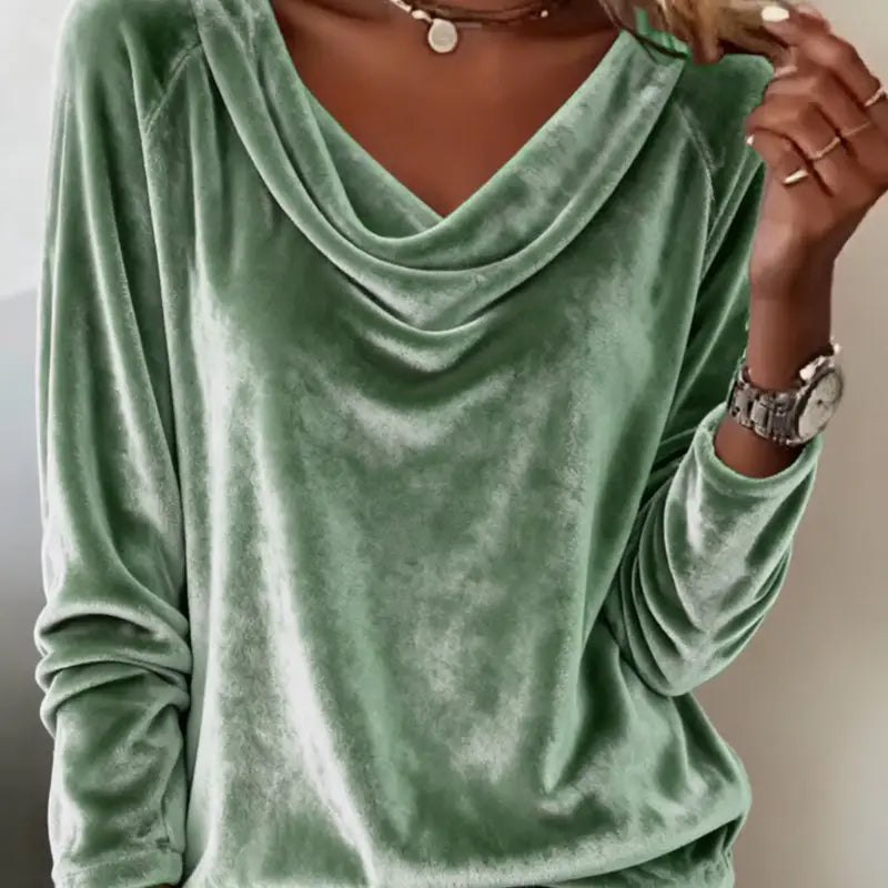 Shimmering Velvet Long Sleeve Loose Blouse
