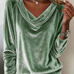 Shimmering Velvet Long Sleeve Loose Blouse