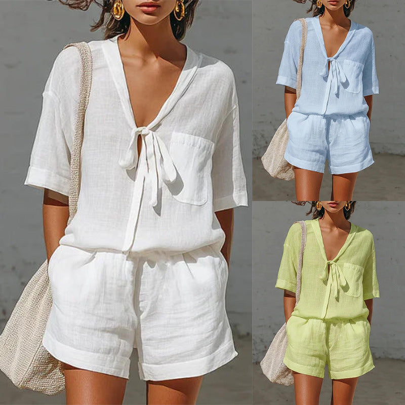 Short-sleeve Shirt Loose Shorts Set