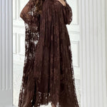 Lace Tie Double Layer Swing Maxi Dress